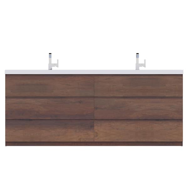 Alya Bath Paterno 84 in. W x 19 in. D Bath Vanity in Rosewood with Acrylic Vanity Top in White with White Basin