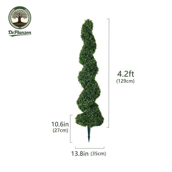 DR.Planzen 4 ft. Artificial Boxwood Spiral Topiary Trees Faux
