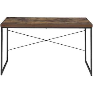 22 in. W Industrial Wood Rectangular Writing Desk in Weathered Oak and Black