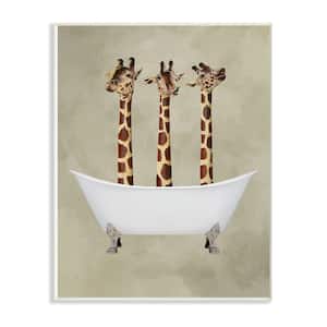 12 in. x 18 in. " Three Giraffes In A Bathtub" by Coco de Paris Wall Plaque Art