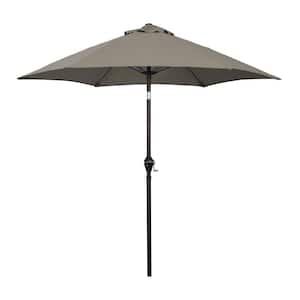 7.5 ft. Aluminum Market Patio Umbrella with Fiberglass Ribs and Crank Lift in Taupe Polyester