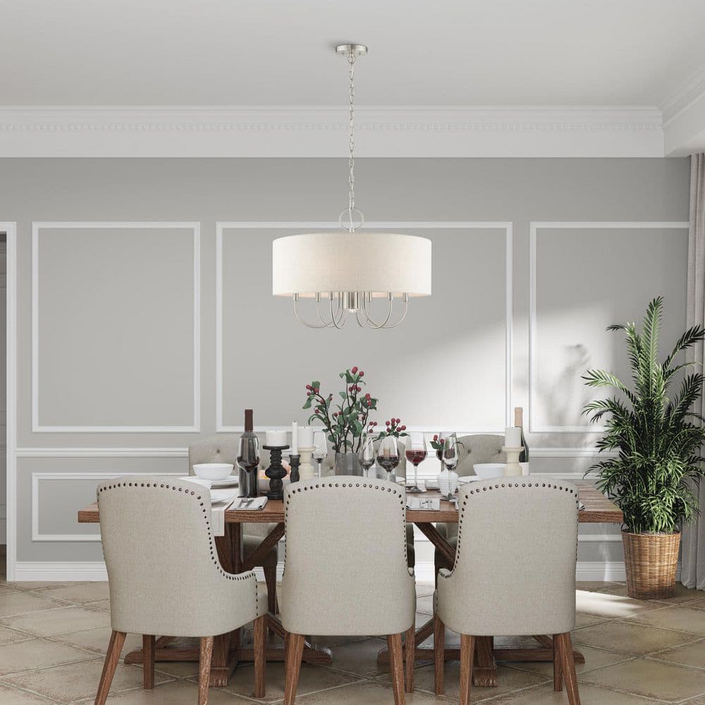 Blossom 24" Brushed Nickel Glass Drum Pendant Light