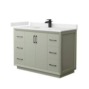 Strada 48 in. W x 22 in. D x 35 in. H Single Bath Vanity in Light Green with White Quartz Top
