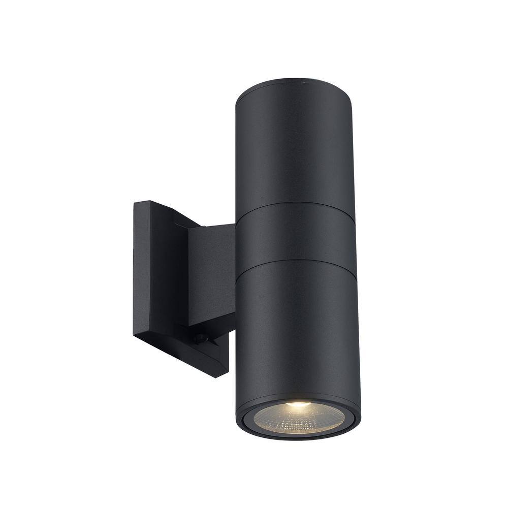 Bel Air Lighting Compact 10 in. Black Integrated LED Cylinder Outdoor ...