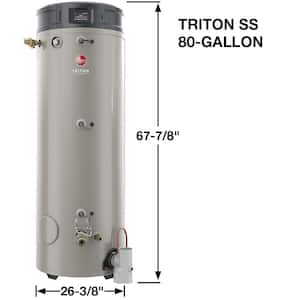 Commercial Triton Premium Heavy Duty High Eff. 80 Gal. 300K BTU ULN Natural Gas Power Direct Vent Tank Water Heater