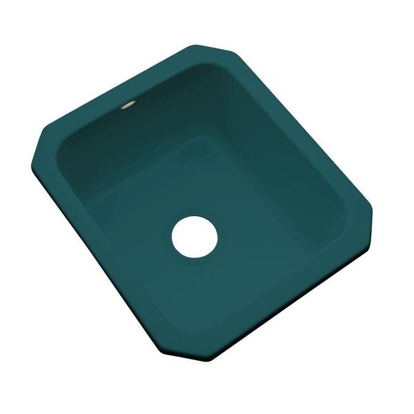 Thermocast Crisfield Undermount Acrylic 17 in. Single Bowl Entertainment Sink in Teal