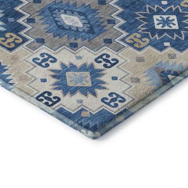 Mayfield Premium Machine Washable Abstract AMF2123 Blue 5 ft. x 7 ft. 6 in. Area Rug