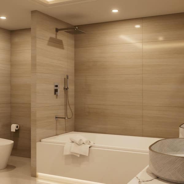 Crozet 3-Spray Wall Mount Tub and Handheld Shower Head Shower Faucet 2.5 GPM in. Brushed Nickel (Valve Included)