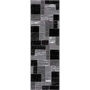 Verena Black Geometric 2 ft. x 6 ft. Runner Rug