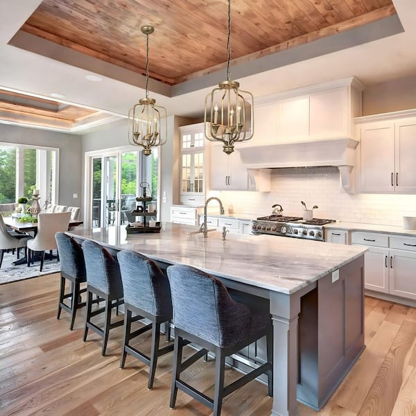 Jasslynn 40 Watt 3-Light Farmhouse Pendant light with Vintage Silver Lantern Metal Shade for Kitchen Dinning Room Foyer