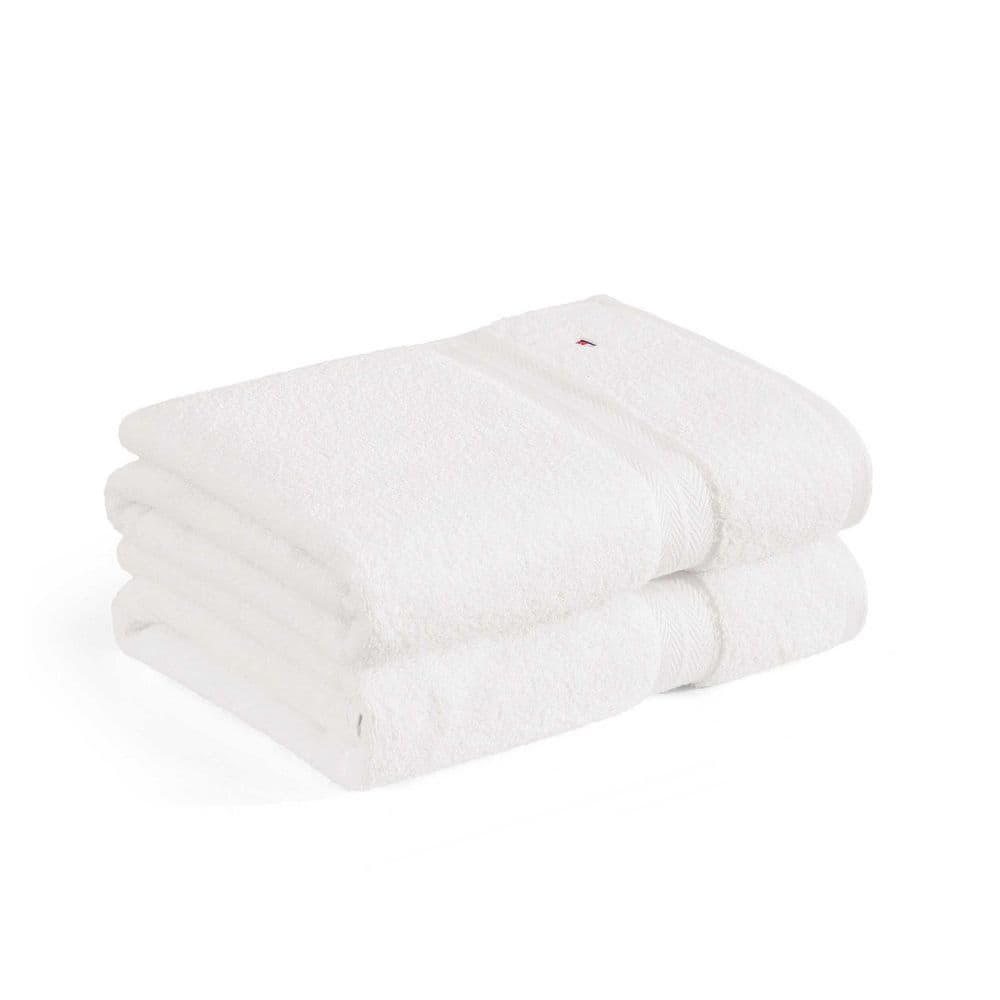 Tommy Hilfiger Modern American 2-Piece White Cotton Bath Towel Set