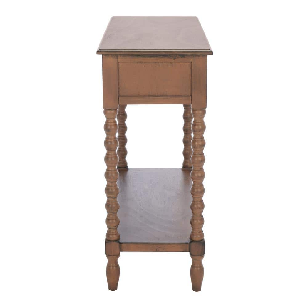 Athena Farmhouse 40" Brown Wood Console Table with Storage