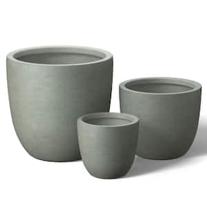 10 in. 14 in. 18 in. Sage Gray Concrete Round Planter / Pot with Drainage Holes (Set of 3)