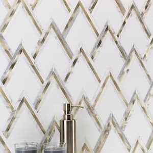 Ogee White Gold 16.92 in. x 13.20 in. Polished Marble Mosaic Wall Tile (1.55 sq. ft./Each)