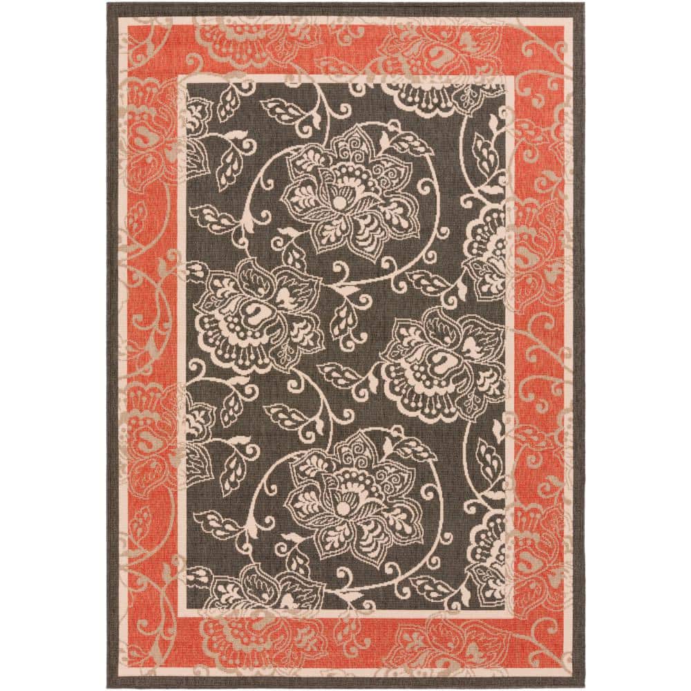 Sleek Black Synthetic 5'3" x 7'6" Easy-Care Outdoor Rug