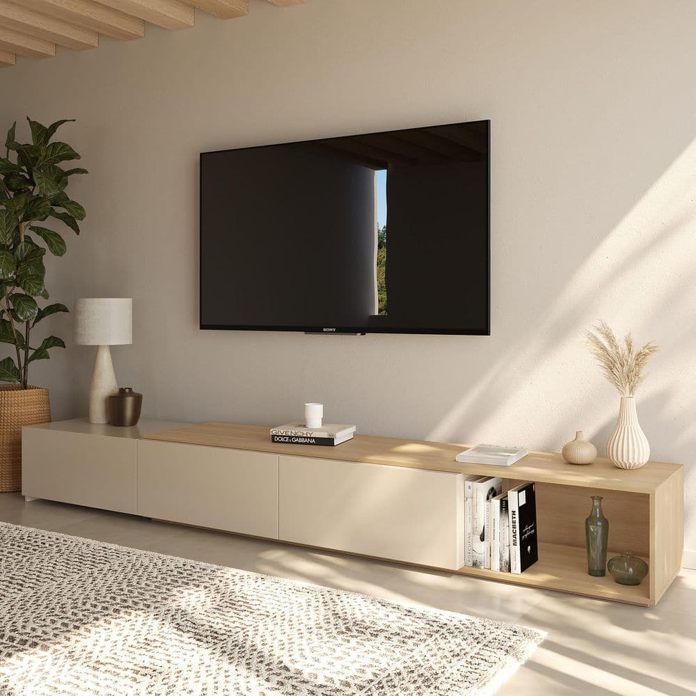 Arlo Natural Blonde Oak and Ivory Extendable TV Console Fits TV's up to 66 in. price history on PriceWatchPro