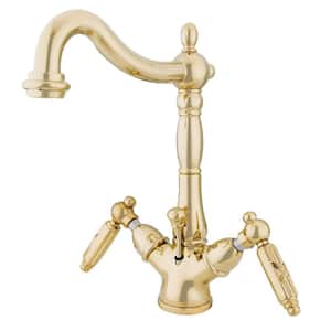 Victorian Single Hole 2-Handle Bathroom Faucet in Polished Brass