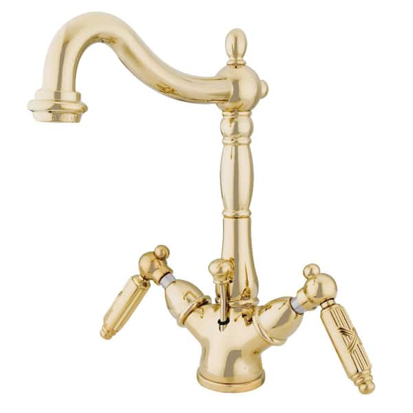 Kingston Brass Victorian Single Hole 2-Handle Bathroom Faucet in Polished Brass