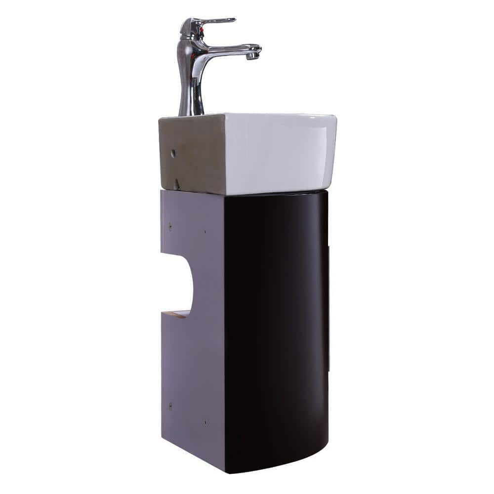 Myrtle Black and White Corner Wall-Mount Vanity Sink with Chrome Faucet