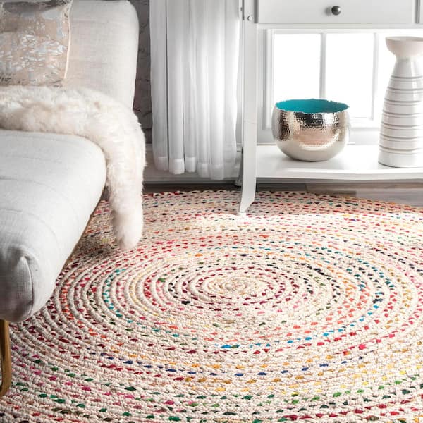 Oval Rug 100% Cotton Hand Braided Area Rug Modern Style Floor Area Carpet