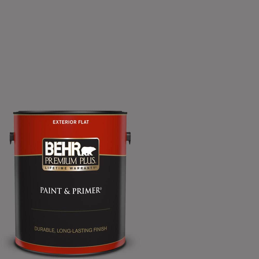 BEHR PREMIUM PLUS 1 Gal. #BXC-58 Stormy Gray Flat Exterior Paint ...