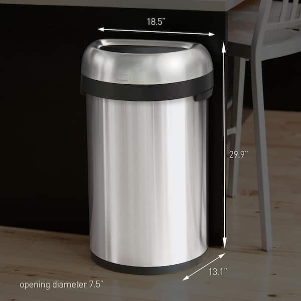 Bot gastvrouw Modieus simplehuman 60-Liter/16 Gal. Heavy-Gauge Brushed Stainless Steel Semi-Round  Open Top Commercial Trash Can CW1468 - The Home Depot