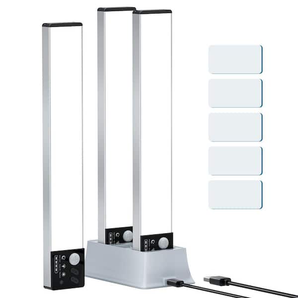 White LED Lamp Under Cabinet Lighting with Motion Sensor, 3-Pack Rechargeable Dimmable Closet Lights for Kitchen
