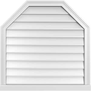 32 in. x 32 in. Octagonal Top Surface Mount PVC Gable Vent: Decorative with Brickmould Sill Frame