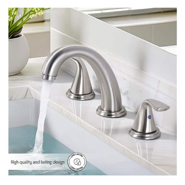 8 in. Widespread Dual Wing Handle High-Arc 3-Hole Bathroom Faucet with Matching Push Pop-Up in Brushed Nickel 1 Pack
