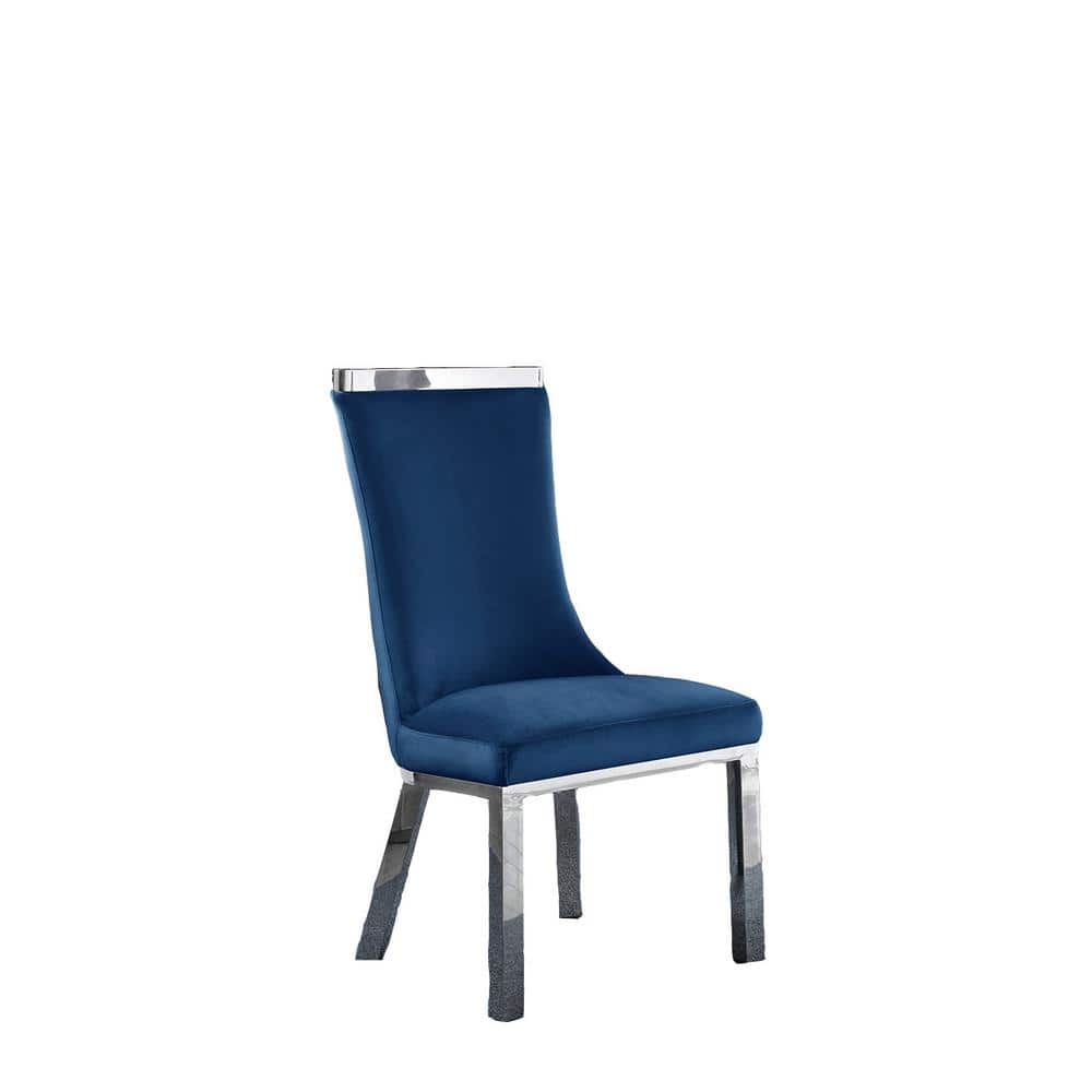Navy Blue Velvet and Clear Glass 9-Piece Dining Set