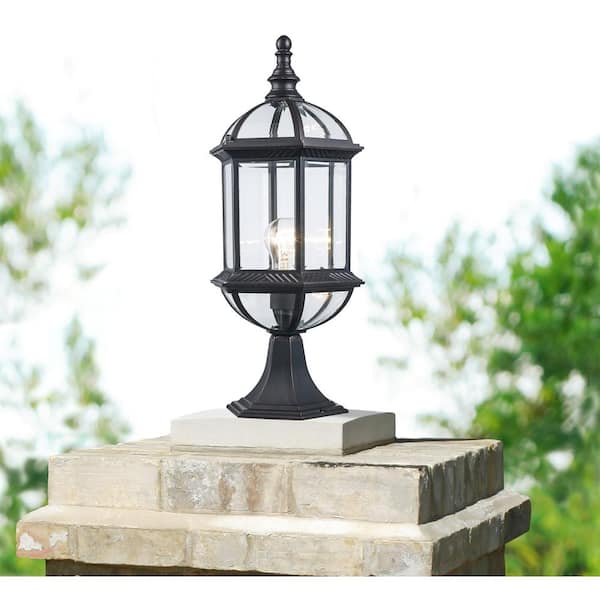 Wentworth 20.75 in. 1-Light Rust Outdoor Lamp Post Light Fixture with Clear Glass
