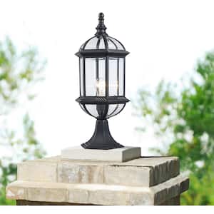 Wentworth 20.75 in. 1-Light Rust Outdoor Lamp Post Light Fixture with Clear Glass