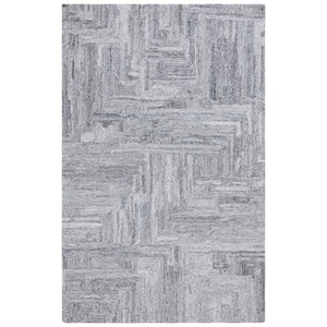 Abstract Gray 5 ft. x 8 ft. Geometric Meander Area Rug