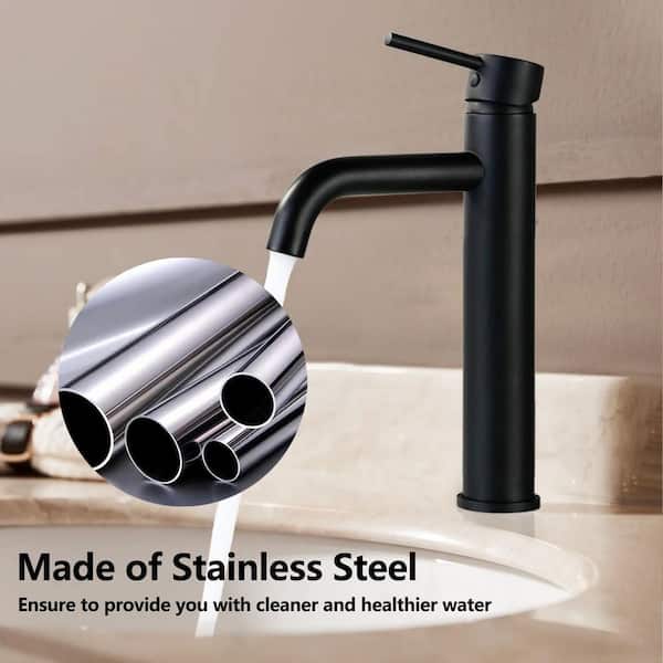 12 in. H Single-Handle Single Hole Bathroom Faucet in Matte Black