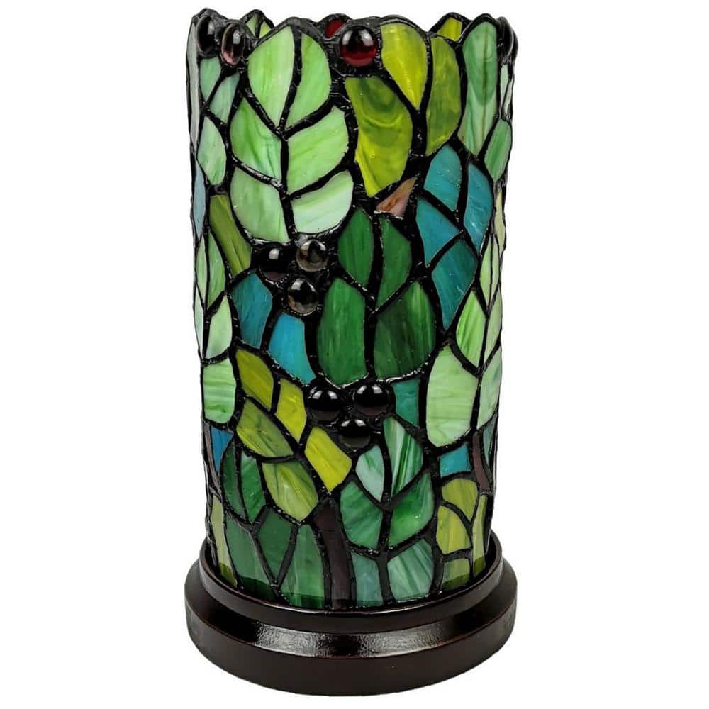 Green and Yellow Stained Glass Tiffany Style Accent Lamp