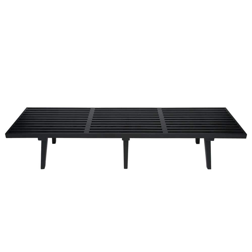Inwood 72" Black Solid Wood Platform Bench