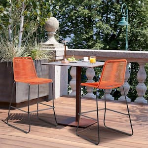 Shasta 26 in. Outdoor Metal and Tangerine Rope Stackable Counter Stool (Set of 2)