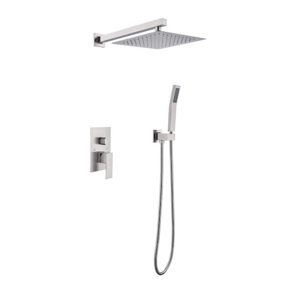 Lukvuzo 1-Spray 2.5(GPM) Shower Head Wall Mounted Fixed & Handheld Shower Head in Matte Black w/Handheld and 10 in. Shower Head