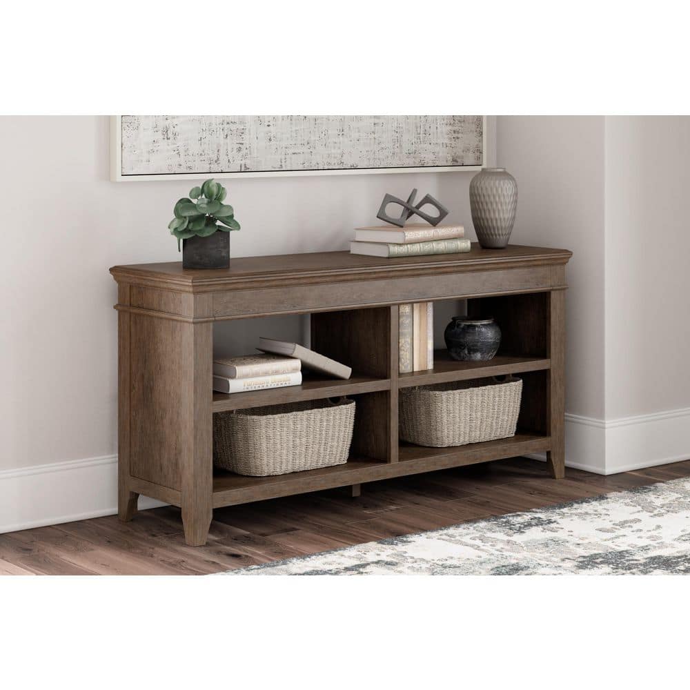Weathered Gray 60" Acacia Wood Traditional Credenza
