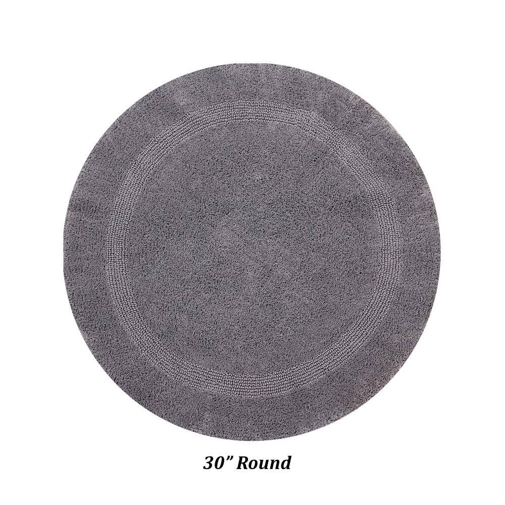 Lux Gray 30" Round Cotton Bath Mat Rug
