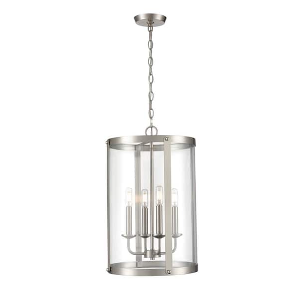 Aydenn 240-Watt 4-Light Brushed Nickel Pendant-Light Clear Shade