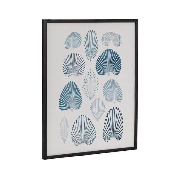 Kate and Laurel Gallery Abstract Coastal Blue Coral by the Creative Bunch Studio Black Framed Art Print 16 in. x 20 in.