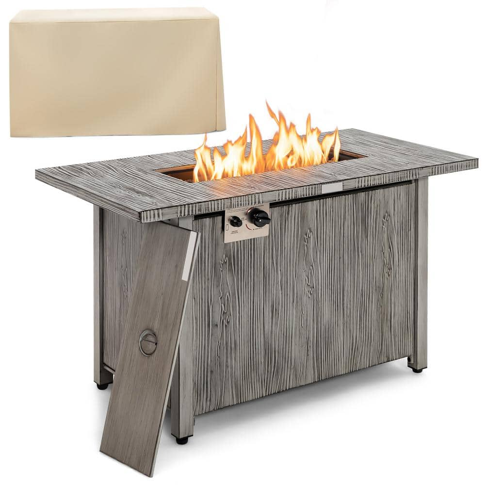 HONEY JOY Metal 50,000 BTU Propane Gas Outdoor Fire Pit Table w/Wood ...