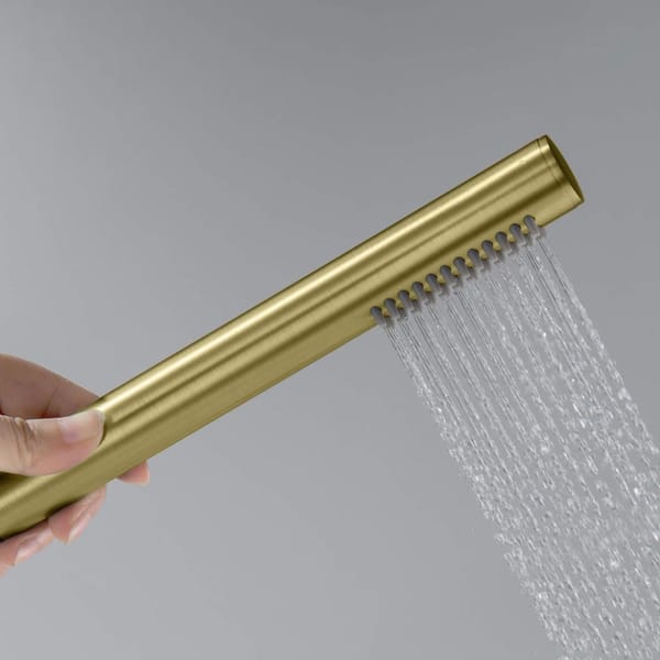 Circular 1-Spray Wall Mount Handheld Shower Head 1.75 GPM in Brushed Gold
