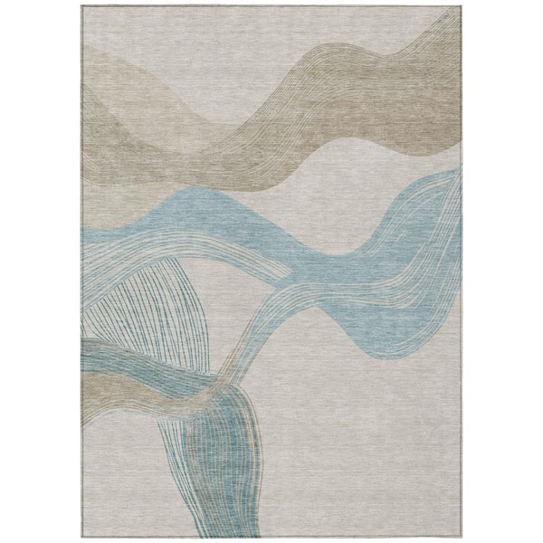Chantille Machine Washable Indoor/Outdoor Abstract ACN3057 Linen 9 ft. x 12 ft. Area Rug