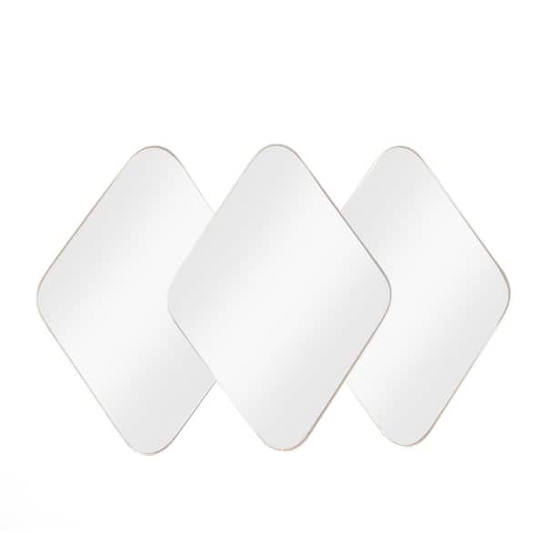 CosmoLiving by Cosmopolitan 28 in. x 43 in. Overlapping Diamond Cluster Framed Gold Wall Mirror with Gold Frame