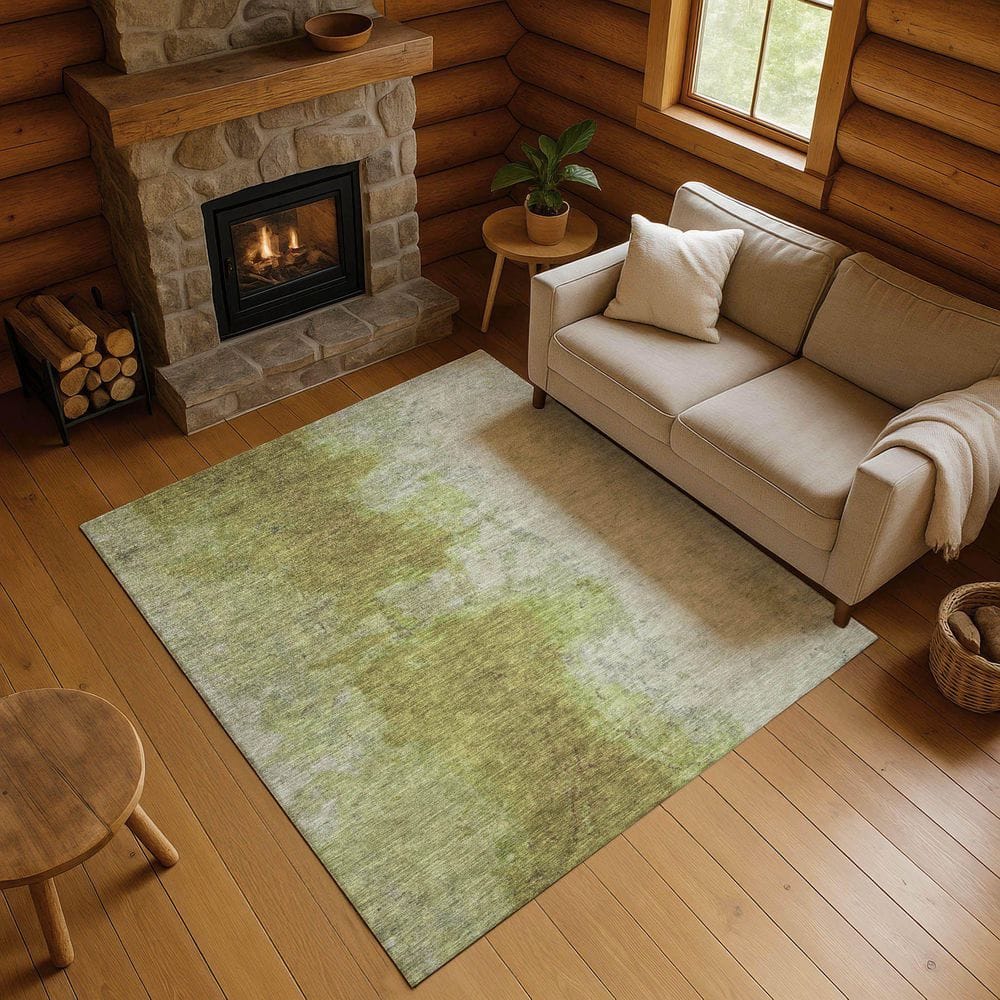 Mayfield Premium Machine Washable Abstract AMF1741 Olive 3 ft. x 4 ft. Area Rug price history on PriceWatchPro
