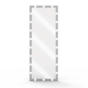 24 in. W x 63 in. H Rectangle Aluminum Frame Silver Full Length Mirror with 3 Color Modes for Dressing Room, Bedroom