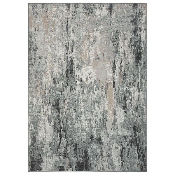 Gray 5 ft. x 7 ft. Modern Abstract Decorative Area Rug Polyester