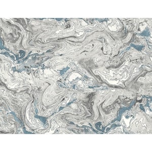 Luxe Haven Lunar Rock and Cerulean Faux Marble Peel and Stick Wallpaper (Covers 40.5 sq. ft.)